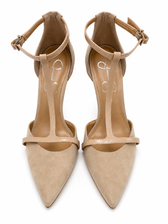 Jessica Simpson Shoes - Jessica Simpson Beige T-Strap Pointed Toe Heels